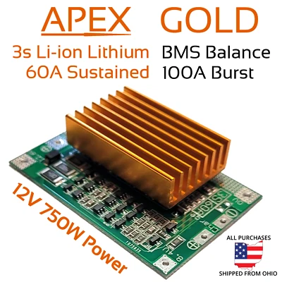 BMS 3S 60A - 80A 12.6v Li-ion Lithium APEX GOLD Battery Balance