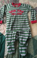 Carter  s Size 6 Footed Santa's Helper Fleece One Piece Pajama EUC Zip PJs