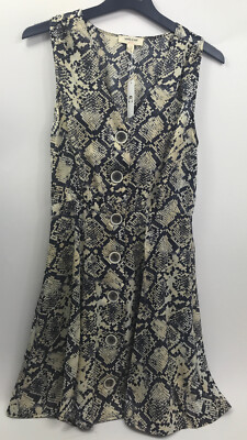Women's Sandy & Sid Snake Print Button Front Dress Small
