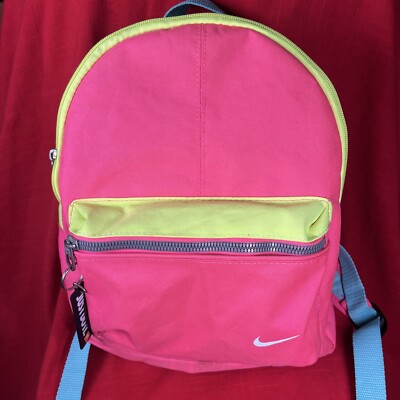 neon orange pink nike backpack Nike JUST DO IT Mini Backpack NEON pink Yellow Aqua RARE 80s 90s Colorway  Marks