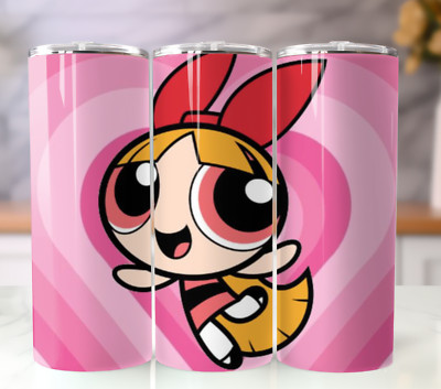 Blossom Powerpuff Girls Tumbler 20oz Travel Mug Stainless Steel Cup Straw