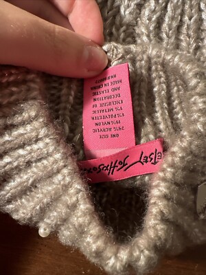 Betsey Johnson 2 pc. Set Hat and Infinity Scarf Beige with  display picture 1