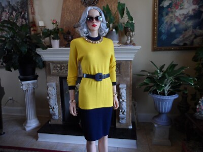 blue and yellow color block dress 1960s Mod Color Block Jacket Dress – Vintage by Misty