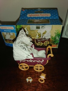 sylvanian families twin pram