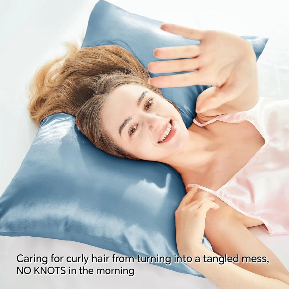 Paquete de 2 fundas de almohada de satén con cremallera tamaño estándar 20x26 coral seda como refrigeración Foto 4 de 4