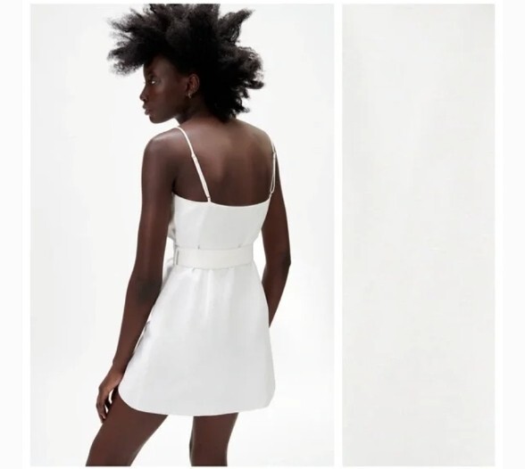 ZARA WOMEN'S BELTED MINI LINEN + COTTON BLEND WRAP DRESS WHITE LARGE NWT |  eBay