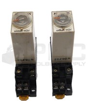 LOT OF 2 OMRON H3Y-2- TIMER 120VAC 5A W/ 2-M4X10 CONTACT BLOCK