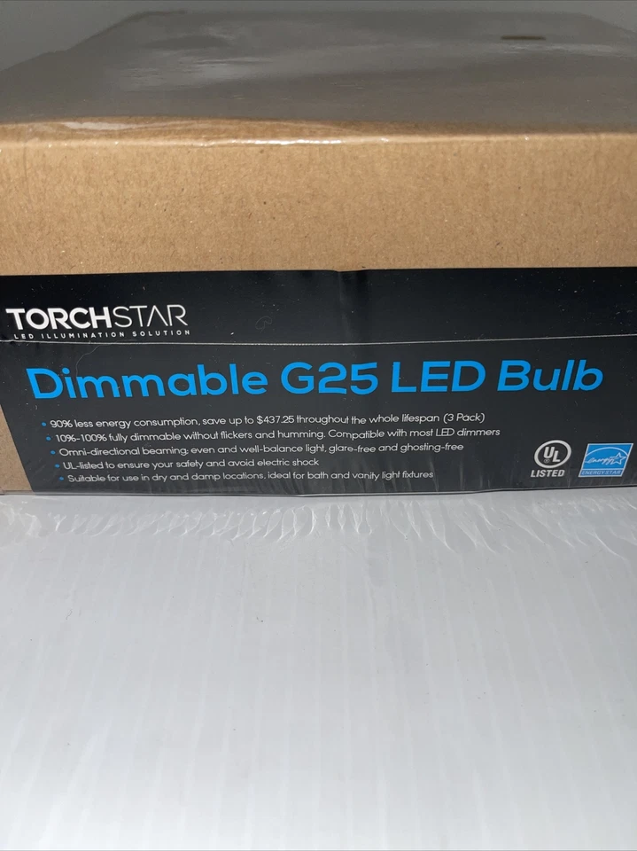 TORCHSTAR Dimmable G25 LED Bulb Globe 500LM 7W/120V =60W 25000HRS Pack of 6 - Image 3 of 4
