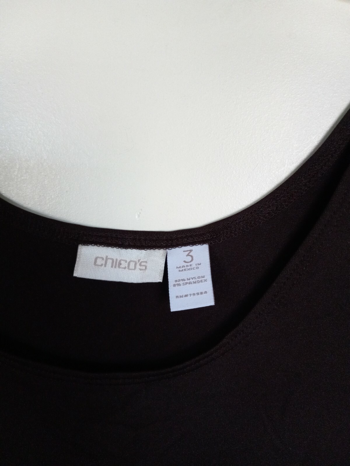 Chicos Brown Microfiber Basic Tank Sz 3 - image 2