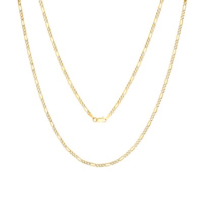 White Pave Figaro Link Chain Necklace 