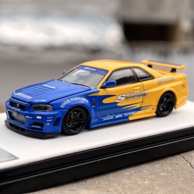 TM 1:64 JDM GTR R34 Skyline Spoon Racing Sports Model Diecast Metal Car