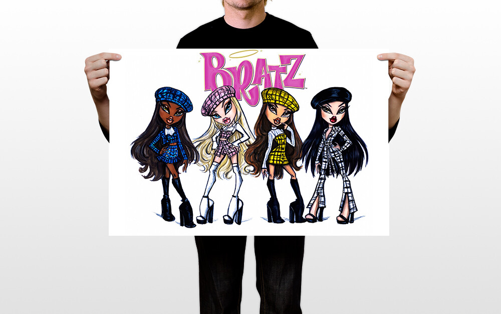Bratz Pink Background Rare Hot Art Wall Indoor Room Outdoor