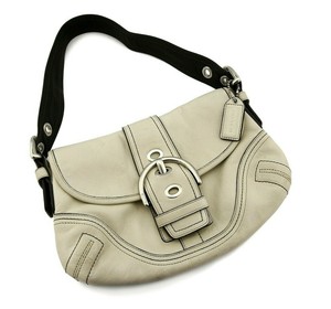 Details About Used Coach Small Soho Buckle Flap Hobo Leather Light Beige Shoulder Bag