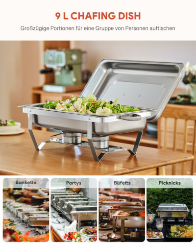 2in1 1/2&1/1 Chafing Dish Starter Set Warmhaltebehälter Buffet Speisewärmer - Bild 3 von 8