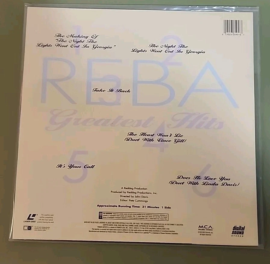 REBA - GREATEST HITS Laserdisc MUSIC REBA McENTIRE - 1993 Foto 2 de 2