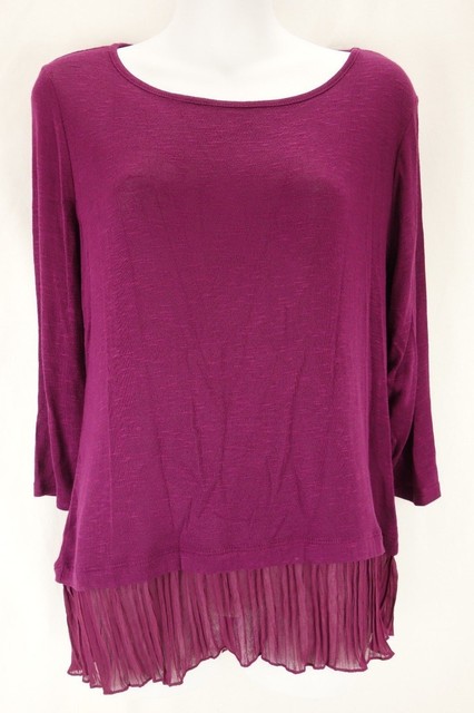 CATO Blouse Women's Extra Small Purple 3/4 Sleeve Classic Neckline Ruffle Trim | eBay
