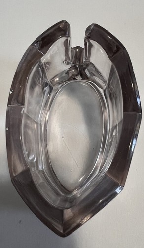 Antique Vintage 4" x 2.75” Manganese Glass Clear Mule Shoe Spoon Rest - Picture 4 of 11