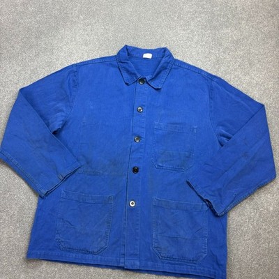 French Jacket Adult Medium Blue VTG Canvas Work Wear Utility