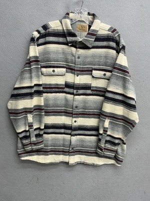 Red Head Ranch Flannel Shirt Mens 2XLT Western Aztec Cowboy Blanket Striped Grey