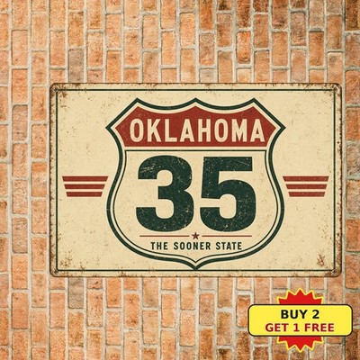 Oklahoma Historic Route Highway Shield Metal Sign Vintage Garage Tin Plaque 8x12