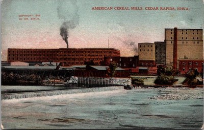 American Cereal Mills Cedar Rapids Iowa IA Building View Postcard