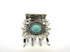Small/medium turquoise blue stone sun silver metal western hair claw clip