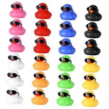 24Pcs Mini Rubber Ducks with Sunglasses, 8 Vibrant Colors Bulk Rubber Duck