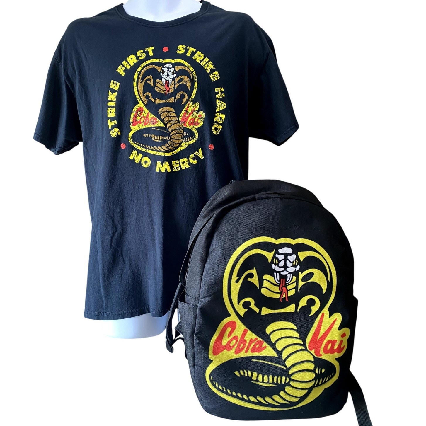COBRA KAI Large T-Shirt and Backpack Set with USB Port for 15.6