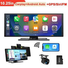 10.25" Dash Cam 2.5K Wireless Apple Carplay Car Stereo Wireless Android Auto