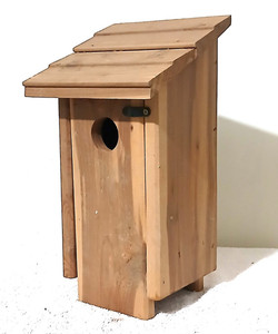 New Handmade Cedar Birdhouse – Rustic Charm w/ Sloped Roof 12.75” | 1.5” Entry