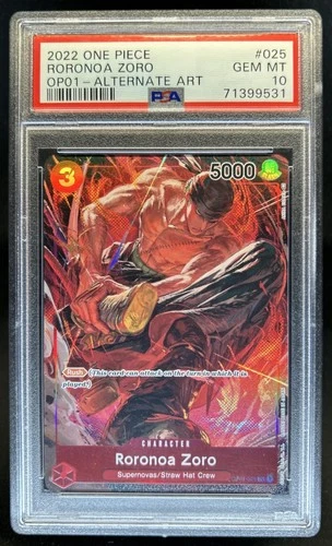 2022 One Piece Romance Dawn Roronoa Zoro Alternate Art #OP01-025 PSA 10 GEM MINT