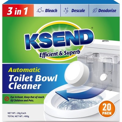 Ksend Toilet Bowl Cleaner Tablets - 20 PCS Automatic Bleach Toilet Cleaner