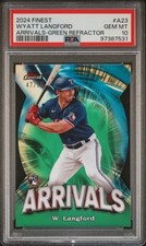 2024 Topps Finest Arrivals Green Refractor Wyatt Langford #A23 /75 PSA 10