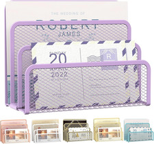 Mail Organizer, Desktop File Organizer Mesh Metal Mail Holder Countertop with 3-