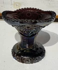 Vntg  Amethyst Carnival Glass Whirling Star Punch Bowl Base