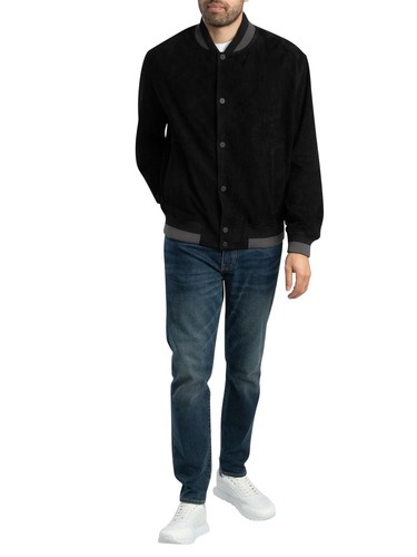 HUGO Men's Ledam Suede Bomber Jacket, Black - Picture 10 of 12