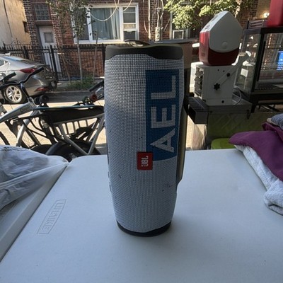 JBL Charge 4 Portable Bluetooth Speaker White/Black with Blue Decal