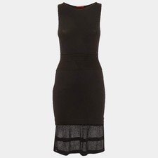 CH Carolina Herrera Black Stretch Knit Midi Dress XS