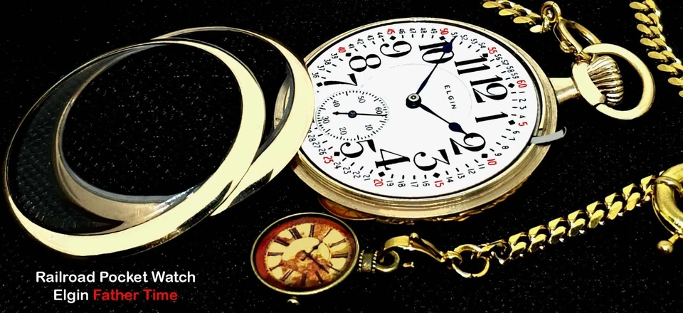 Display Back Gold Filled Railroad Pocket Watch Elgin FATHER TIME - Image 3 of 4