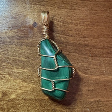 Handcrafted Green Malachite Copper Wire Wrapp...