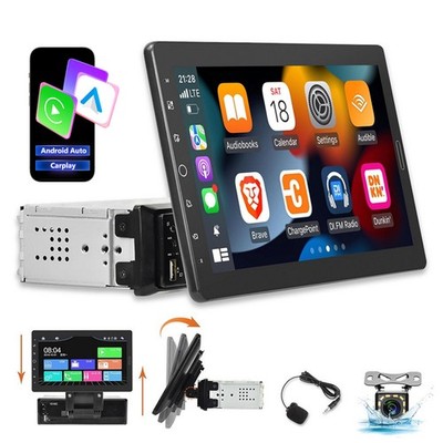 10.1'' Car Stereo Radio Single 1Din Carplay Rotatable Touch Screen MP5 w/Camera