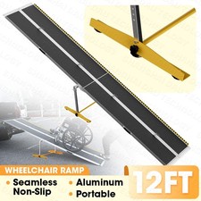 12FT 600LBS Folding Aluminum Wheelchair Ramp Portable Mobility Scooter Non-Slip