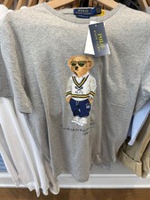 NWT Polo Ralph Lauren Gray TENNIS BEAR Custom Slim Fit Short Sleeve T Shirt