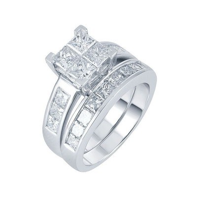 #ad #ad 3.0 Carat Quad Set Princess Cut Lab Created Diamond Bridal Ring Set $194.62