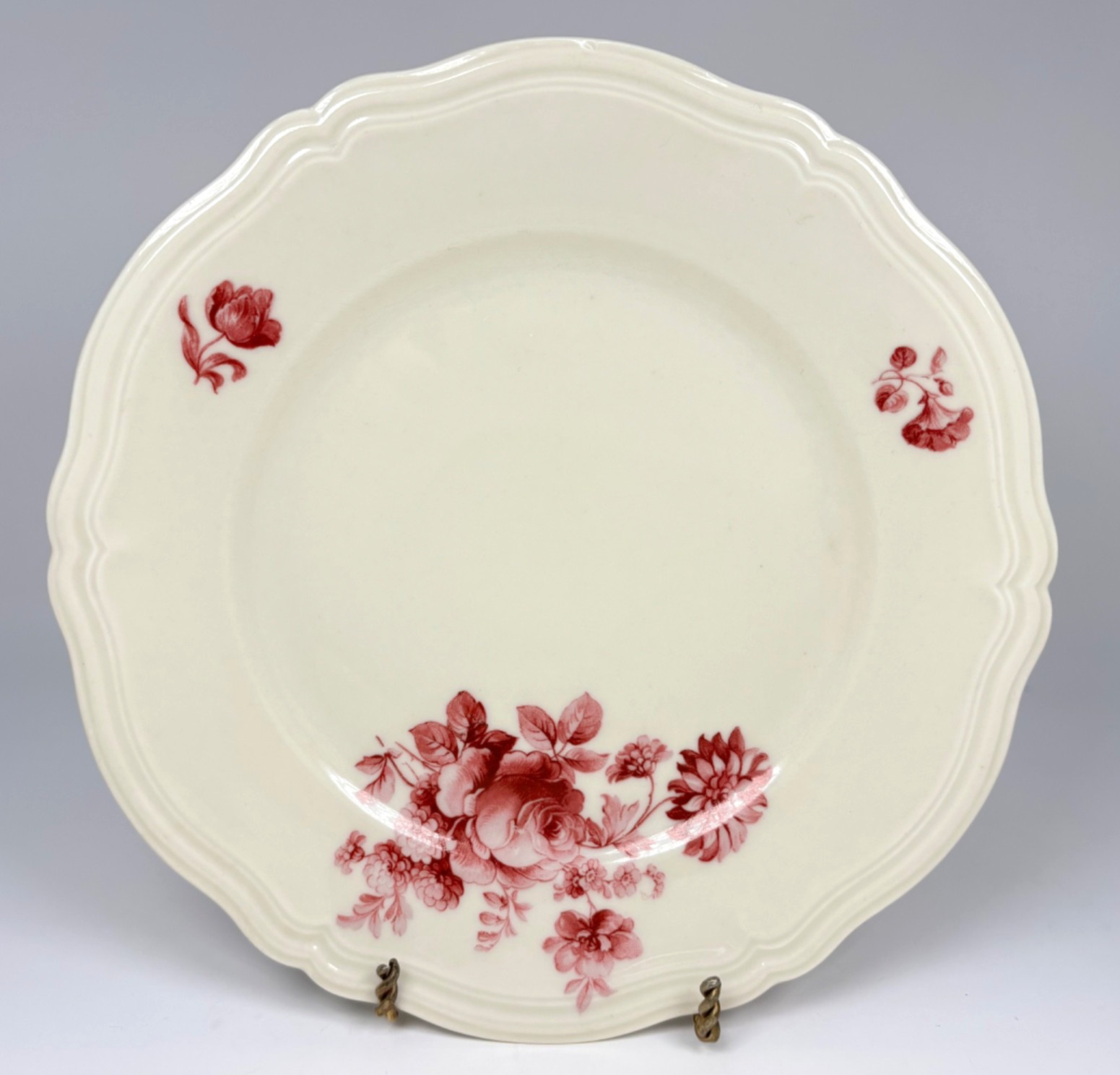 BOFCO Vintage Tea Cup Saucer & Under Plate Porcelain Floral Rose Creamy White