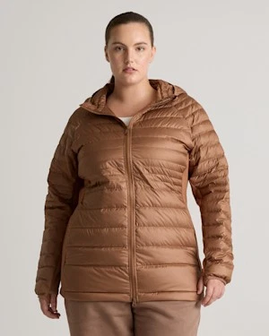 Quince Women Lightweight Down Packable Long Puffer Jacket Sienna Outerwear S