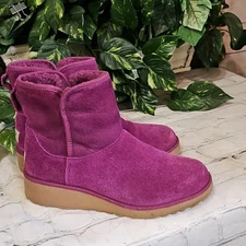 UGG Kristin Purple Passion Winter Boots Suede Ankle-Height 8