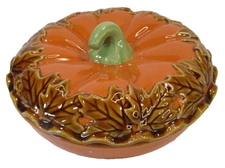 Dillards The Main Ingredients Stoneware Pie Keeper W Lid Pumpkin & Leaves 10.5"D