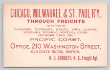 1896 Chicago Milwaukee St Paul Railway Pacific Coast HD Corbett Agent Trade Card