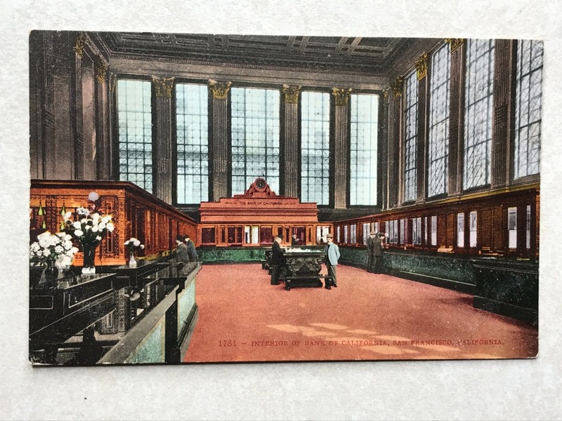 P666 Vintage Postcard Interior Of Bank Of California San Francisco CA